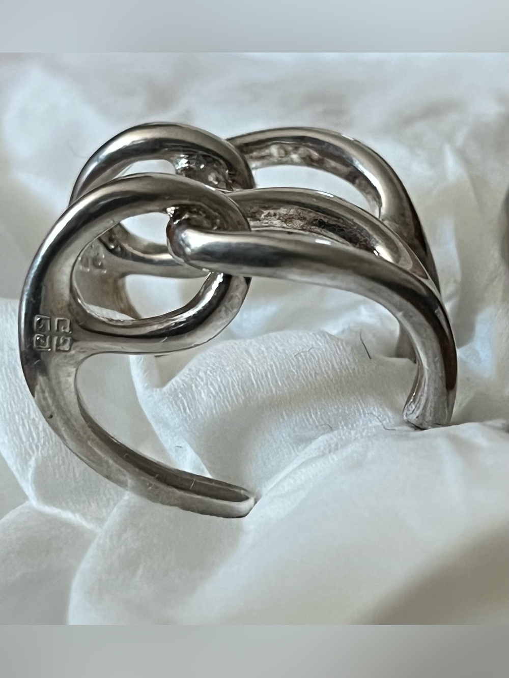 Vintage Givenchy Open Interlocking Knot - Silver Tone Earrings